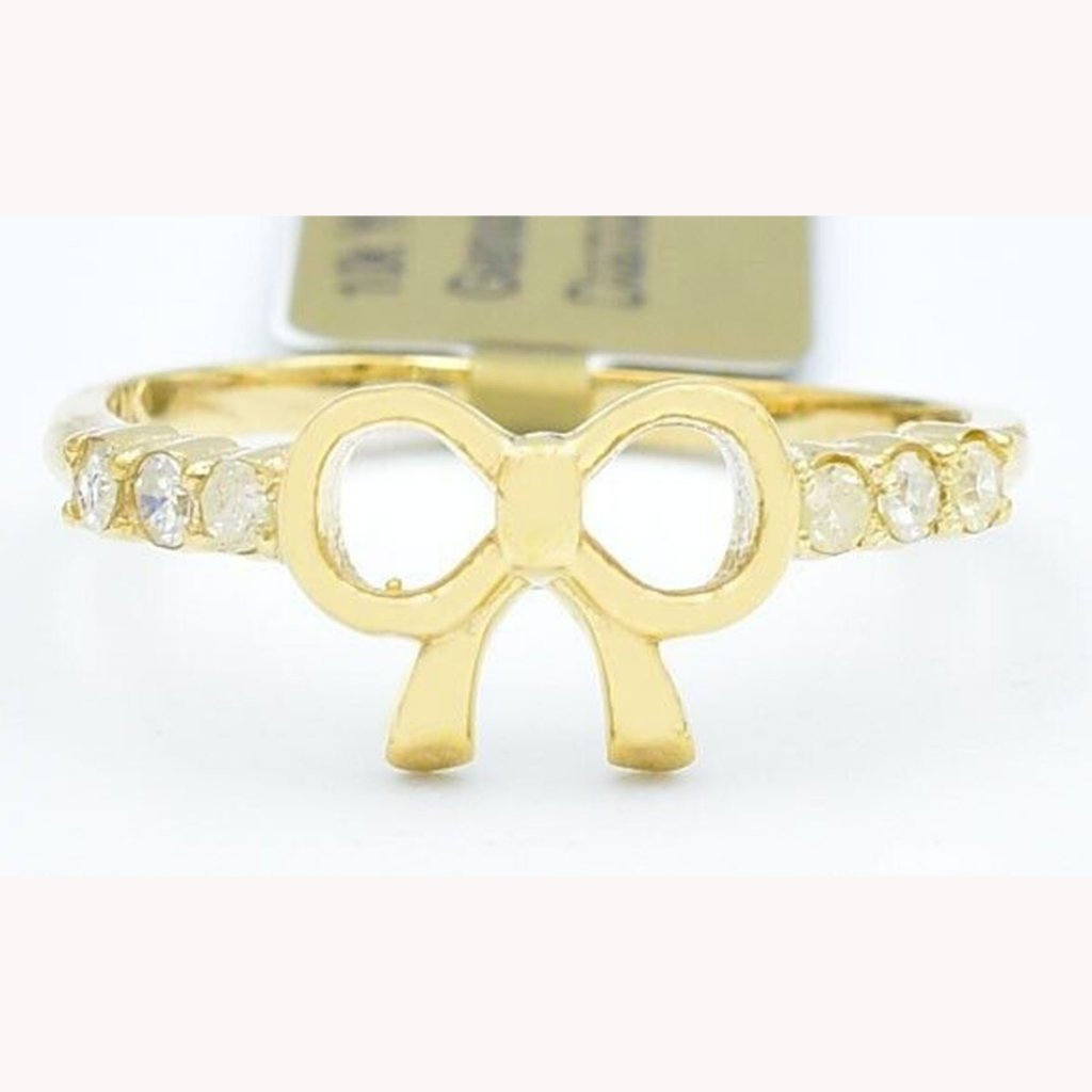 Genuine Diamond Bow Ring 10k Yellow Gold